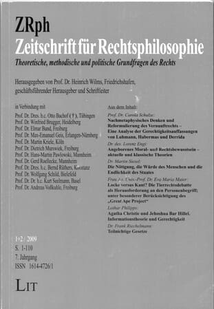 Cover of review - Zeitschrift fuer Rechtsphilosophie - Issue 1+2-2009